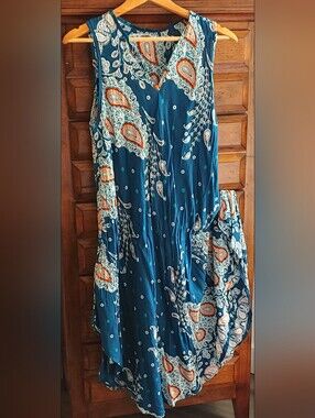Boho Teal Paisley Maxi Dress